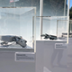 A Google retrospective exhibit on the history of gaming (as well as an empty case labeled ‘Coming Soon’) on display outside the Game Developers Conference in San Francisco on March 18, 2019.